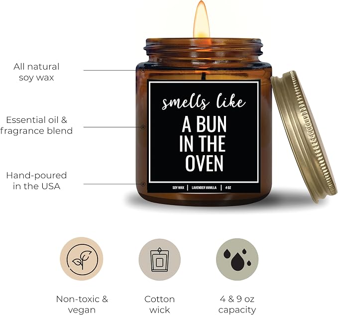 You Nique Designs Pregnancy Announcement Candle for Grandparents Dad Family Uncle Aunt, 4 Oz, Pregnancy Reveal to Parents, White All Natural Soy Vegan Aromatherapy Candles (Lavender&VanillaA 4oz)
