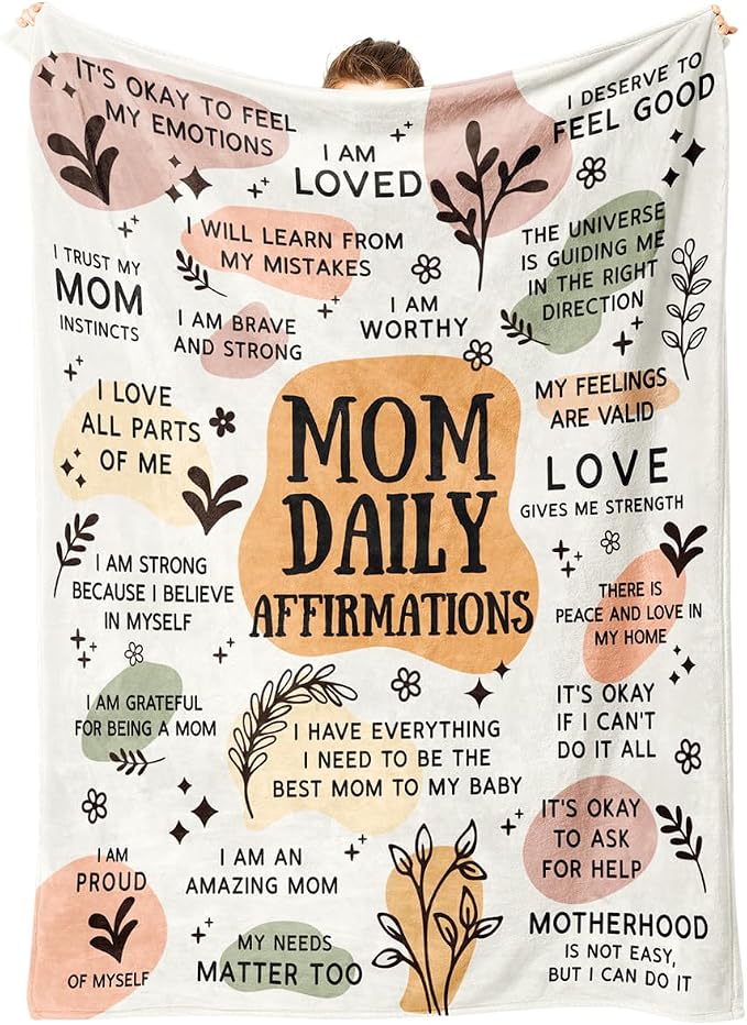 BaubleDazz New Mom Gifts Blanket, Mom Daily Affirmations(80" x 60") | Postpartum Pregnancy Gifts for First Time Moms, Mommy to Be, Mama, New Mom Essentials, Birthday Gifts for Mom