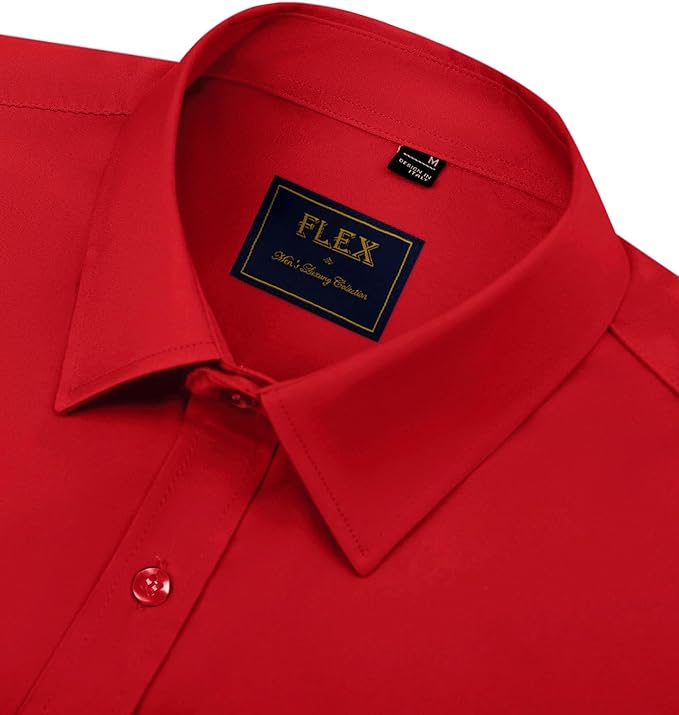 J.VER Men's Dress Shirts Solid Long Sleeve Stretch Wrinkle-Free Formal Shirt Business Casual Button Down Shirts