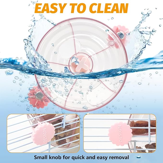 VCEPJH Rat Foraging Toy Interactive Slow Feeder with Transparent Rotating Treat Dispenser Wheel for Enrichment Activities Pet Rat Cage Accessories Ideal for Syrian Hamster Gerbil Mice (Pink)