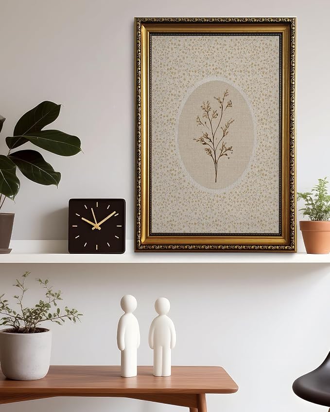 Vintage Dried Floral Gold Framed Wall Art Farmhouse Botanical Wall Decor | French Country Beige Picture Canvas Art Minimalist Cottagecore Small Framed Prints Artwork for Bedroom Bathroom Gallery Wall