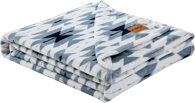 Wrangler - Blanket, Super Soft Plush Bedding, Yellowstone Inspired Throw Blanket for Couch or Bed (Navajo Light Blue, 50" x 70")