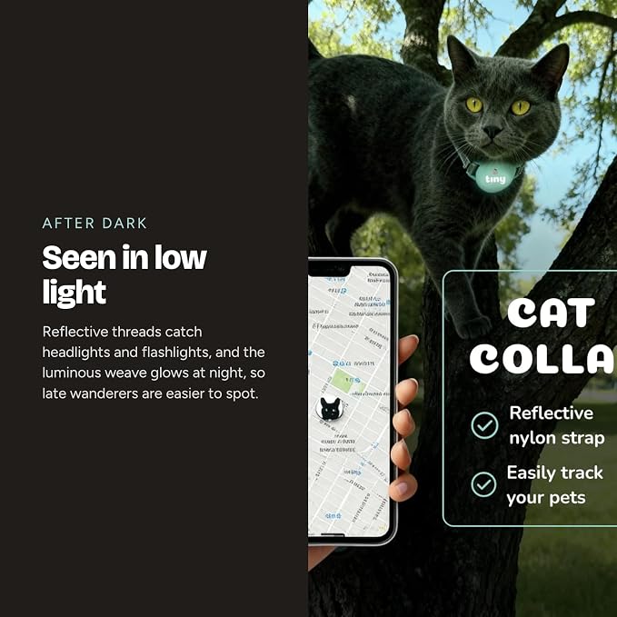 Cat Collar with Airtag Holder, Snag Proof Breakaway, Luminous & Reflective Pattern, Waterproof, for Boy Girl Cats Kittens.