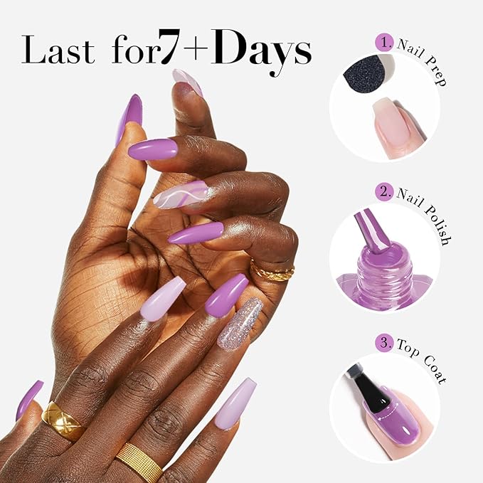 AZUREBEAUTY Nail polish，Purple Lavender Quick Dry Complete Natural Super Lustrous Nail Enamel Polish,Professional for DIY Manicure
