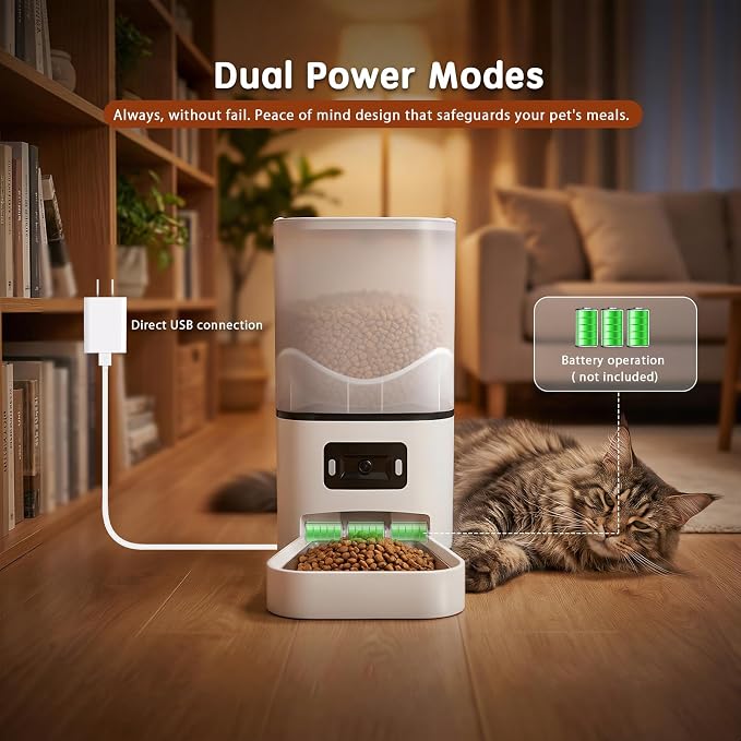 Automatic Cat Feeder with Dual HD Cameras for 2 Cats with APP Control, 6L | Smart WiFi Pet Feeder, Timed Feeding & Portion Control, 2-Way Audio, Night Vision, 5GHz/2.4GHz WiFi