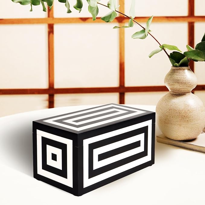Handicrafts Home Decorative Organizer Box 10x5 – Large Keepsake Box with Lid, Modern Decorative Storage Box, Bohemian Coffee Table Décor, Jewelry & Memory Box, Decorative Accent Box for Home Décor