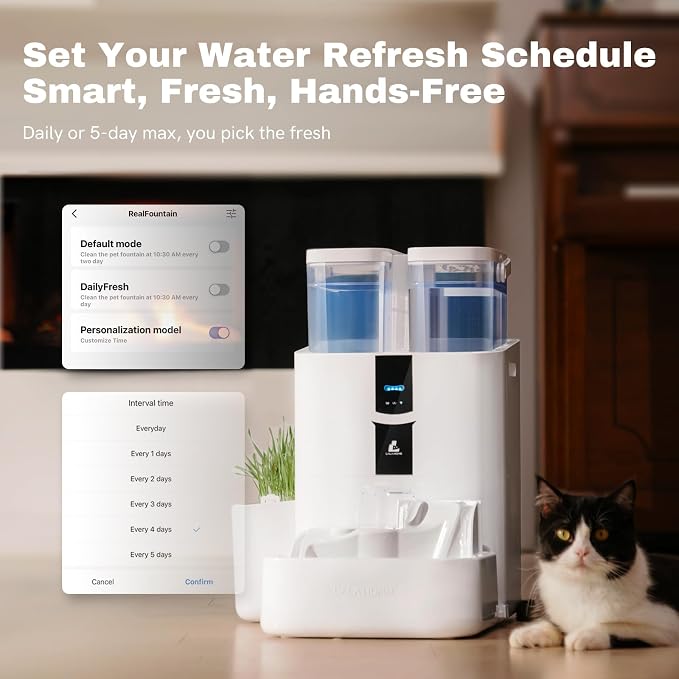 Automatic Cat Water Fountain 10L/338 oz Self Filling, Pet Drinking Fountains Dogs, Smart Bowl 5G WiFi Filtered Water Dispenser Easy Cleaning Oxygen-Rich, Wastewater Separate, No Slime, Quiet
