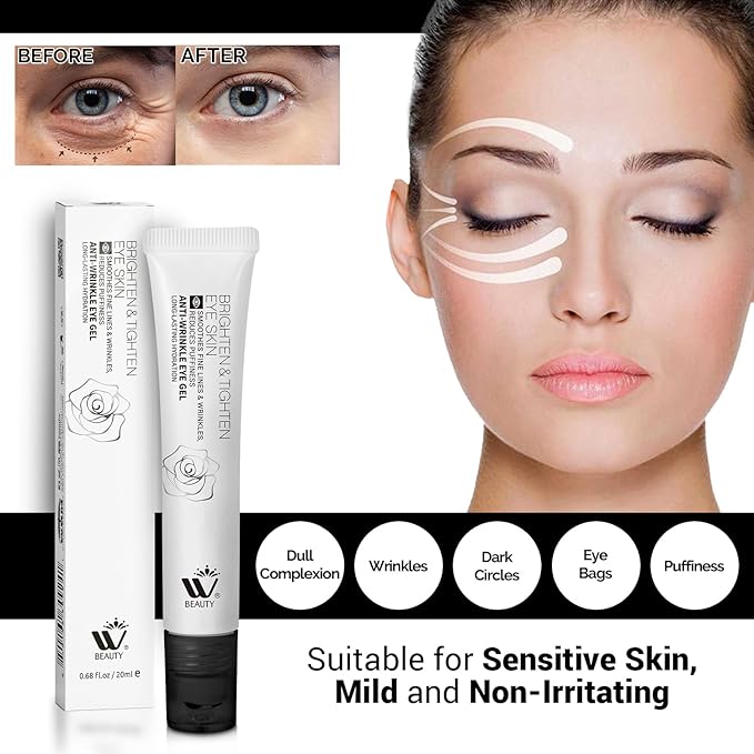 WBM Eye Cream with Metal Roller | Anti-Aging Eye Treatment for Dark Circles, Puffiness & Wrinkles | Hyaluronic Acid, Retinol & Niacinamide | Hydrating & Cooling Under Eye Cream | 20ml