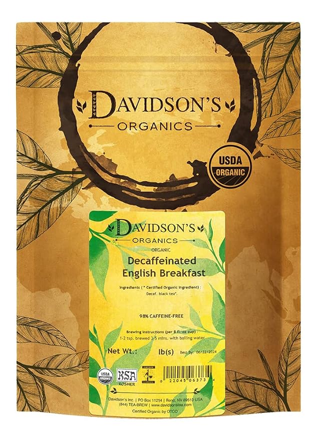 Davidson's Organics, Decaffeinated English Breakfast, Loose Leaf Tea, 16-Ounce Bag