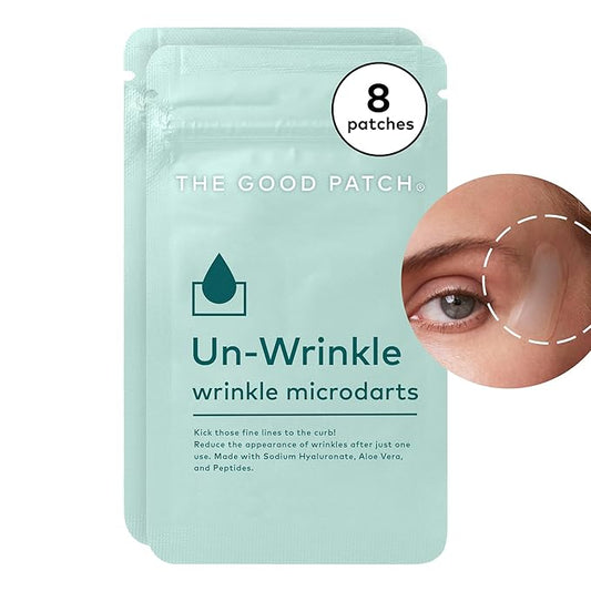 The Good Patch Un-Wrinkle Microdart Anti Wrinkle Patches for Crow’s Feet and Between Eyes, Made with Sodium Hyaluronate, Aloe Vera, Peptides, Clinically Proven (8 Total Microdart Patches)