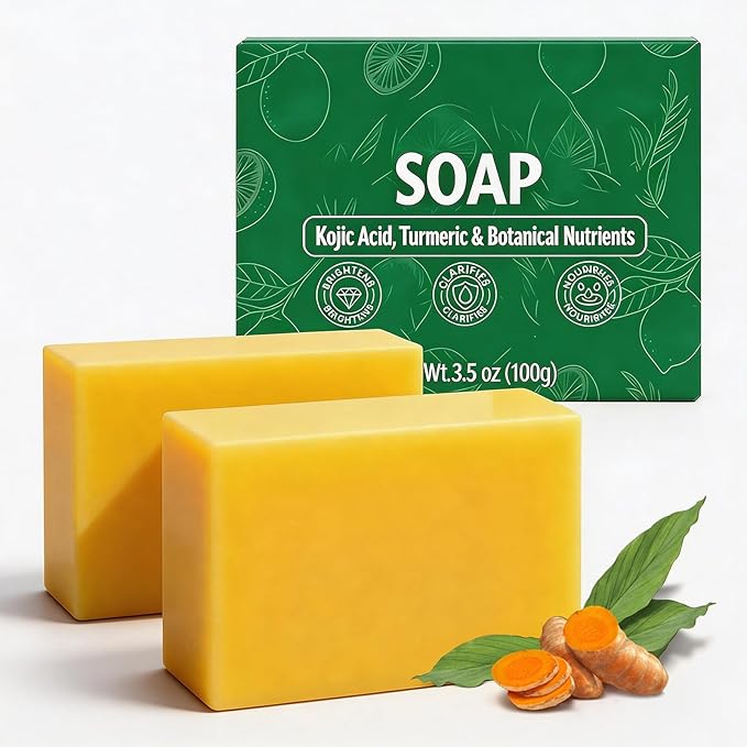 Turmeric Lemon Soap Bar, Turmeric Lemon Cleansing Soap for Dark Spots, Support Nourishes and Clarifies Facial Body Skin, Suitable for All Skin Types (2pcs)