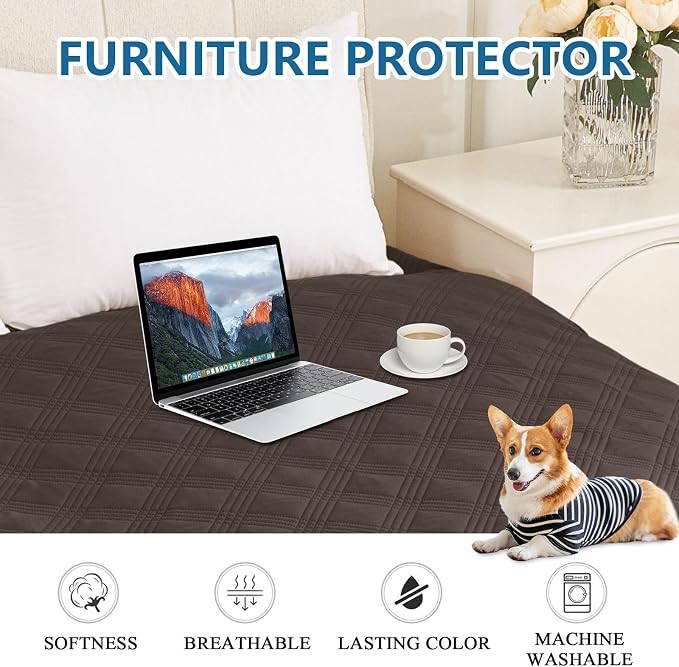 Waterproof Reversible Dog Blanket, Soft Couch Cover for Dogs Washable | Dual-Sided Waterproof Pet Bed Blanket, Resist Stains Spills & Pet Hair, Practical Furniture Protector For Pets, Size 52"x82"