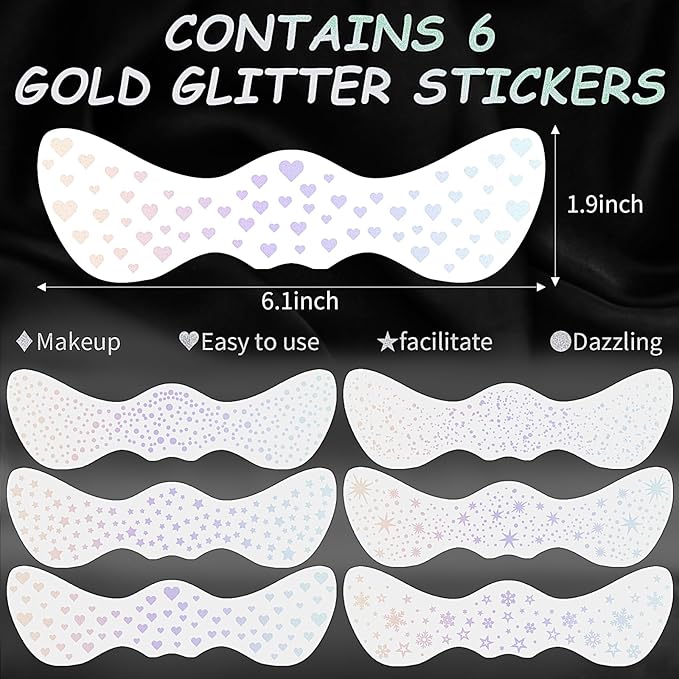 Glitter Freckles Face Tattoo, 6 Sheets Silver Face Glitter Temporary Tattoo Stickers, Sparkle Freckles Metallic Face Gems, Glitter Face Makeup Speckles Fake Tattoo for Women and Girls (silver)