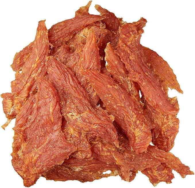 Amazon Brand – Wag Chewy Whole Muscle American Jerky Dog Treats – Chicken & Flaxseed (1 lb), Grain Free