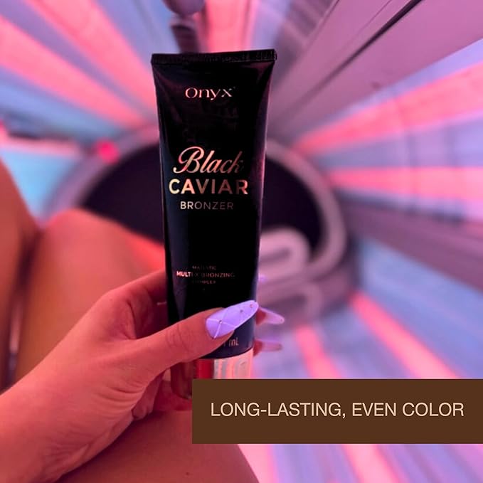 Onyx Black Caviar Dark Tanning Bed Lotion with Bronzer & Accelerator - Indoor Tanning Lotion for Ultra Dark Tan | Hydrating Aloe | 8.5 Fl Oz