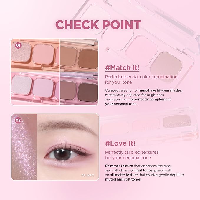 lilybyred Mood It Palette | 4-Shade Korean Eyeshadow Palette, Pre-Matched Personal Tone, Soft Blending, Buildable Coverage, Matte & Shimmer Finish, Daily Wear, Compact Size, 0.11 oz. (01 Fresh It)