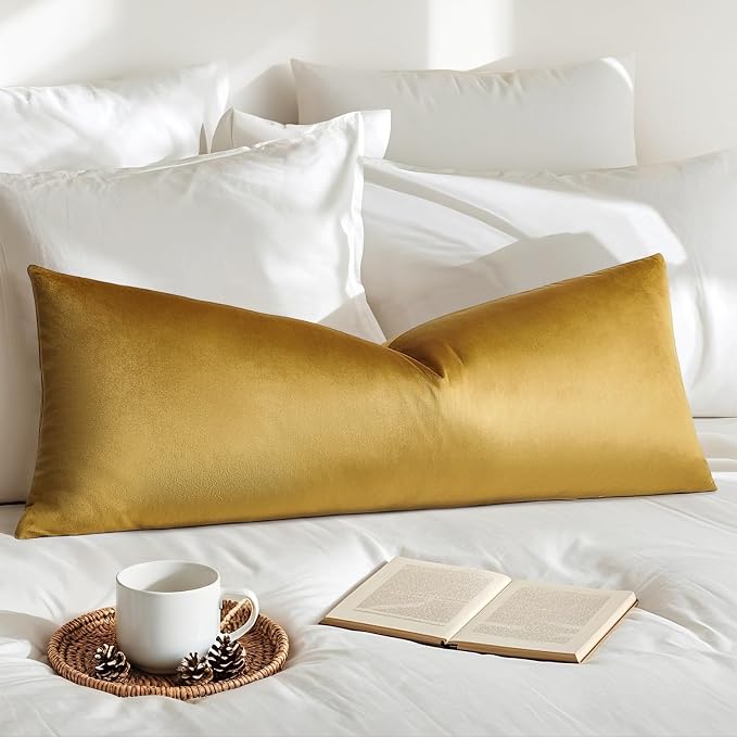 Artscope Luxury Velvet Lumbar Pillow Cover Super Soft Decorative Rectangle Throw Pillow Covers Case Cushion Covers for Sofa Couch Bedroom Car Decor 14x36 Inch Gold
