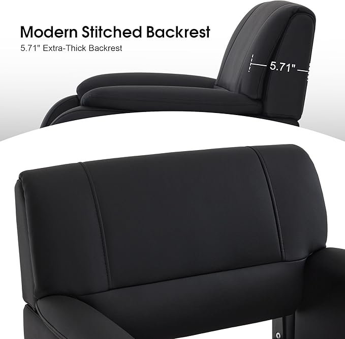 BarberPub Modern Salon Chair with Adjustable Height for Hairstylist, PVC Leather & 330lb Capacity for Home or Barbershop 8459 (Black)
