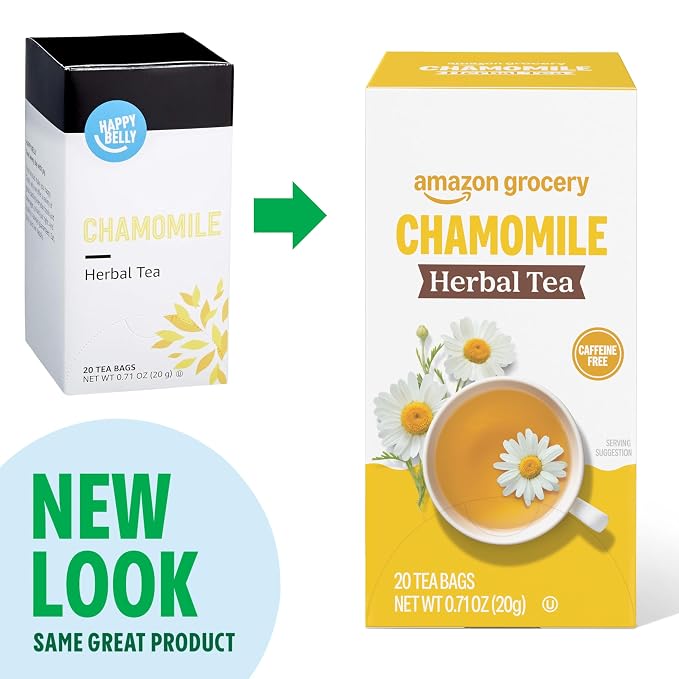 Amazon Grocery, Chamomile Herbal Tea Bags, 20 Ct (Pack of 2)