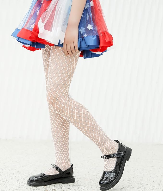 Girls Fishnet Stockings for Princess Dress High Waist Mesh Tights Cute Pattern Knit Socks