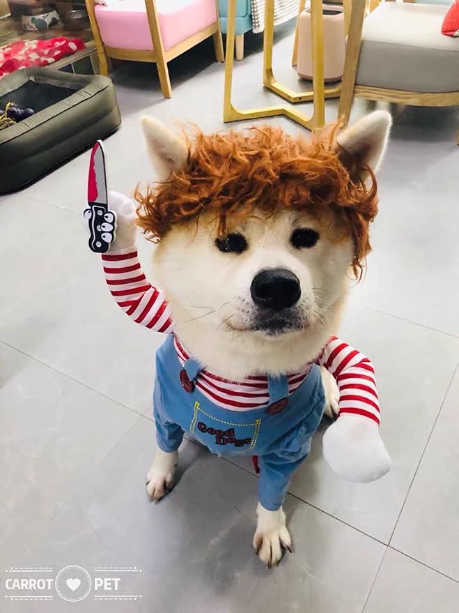 Pet Deadly Dog Costume, Cute Dog Cosplay Halloween Christmas Funny Pet Clothes Party Costume for Small Medium and Large Dogs (X-Large)