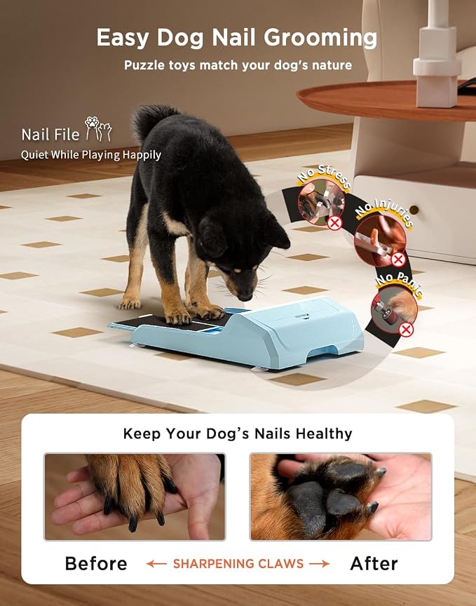 Dog Nail File Toy, 2 Dog Treat Puzzle, Strong Anti-Slip Strips