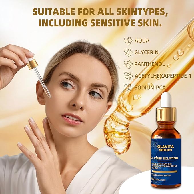 Facial Serum, Olavita Liquid Solution Anti Aging Serum, Vitamin C & E Serum, Promotes Skin Collagen Production, smoothes wrinkles and fine lines (2PCS)