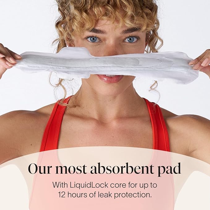 Cora 100% Organic Cotton Topsheet Pads Extra Heavy Overnight Pads (24 Count)