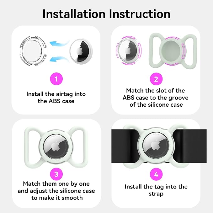Waterproof AirTag Holder for Dog Collar, Soft Slide-On Dog AirTag Holder | Full-Body Protection, No-Dangle Fit, Ultra-Durable, Lightweight, Tool-Free Installation, Clear Cover, Fits Dog & Cat Collars
