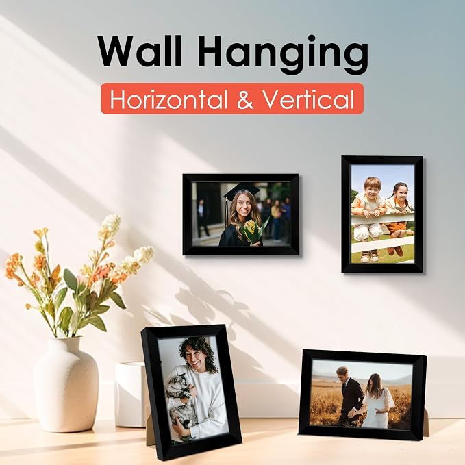 4x6 Picture Frame Set of 6, Black Photo Frames Bulk with HD Plexiglass for Wall Hanging or Tabletop Display, Multi Picture Frames Collage for Wall Decor