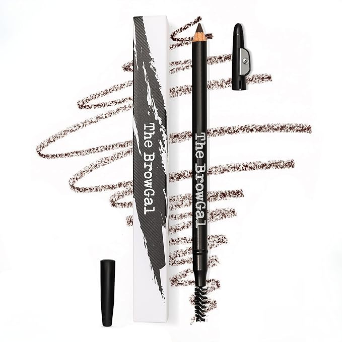 3 in 1, Skinny Eyebrow Pencil - 02 with Sharpener Cap & Spoolie Brush - Draws Tiny Brow Hairs & Fills in Sparse Areas & Gaps, Sharp Enable, Longwear, Long Lasting – "7.4 In, Espresso