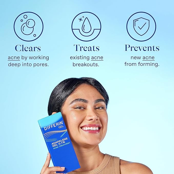 Differin Acne Skin Care Kit, Differin Gel Retinoid Acne Treatment for Face with 0.1% Adapalene & 5% Benzoyl Peroxide Face Wash & Body Wash, Designed for Pimple and AcneProne Skin (Pack of 10)