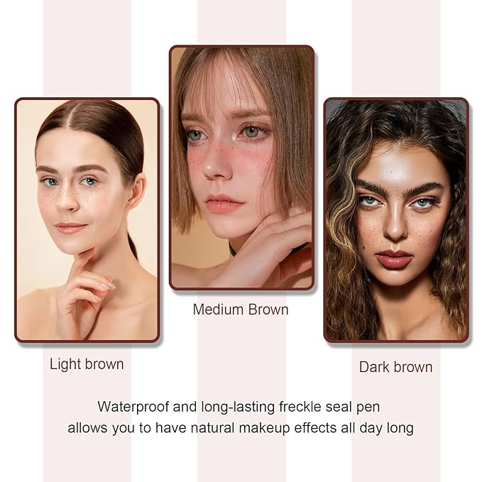 Faux Freckle Stamp Pen, Natural and Lifelike Sunkissed Face Freckle Makeup with Fake Freckles Stain Marker Pen Tool, Waterproof and Quick Dry & Long-Lasting, 02 Medium
