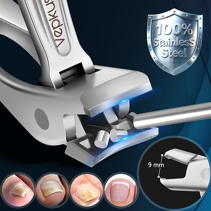 Vepkuso Toenail Clippers&Nail Clippers for Seniors Thick Nails - Professional Nail Clippers Set for Men/Women, Manicure Kit with Angled Head, Stainless Steel Toe Nail Cutter, Gift Idea