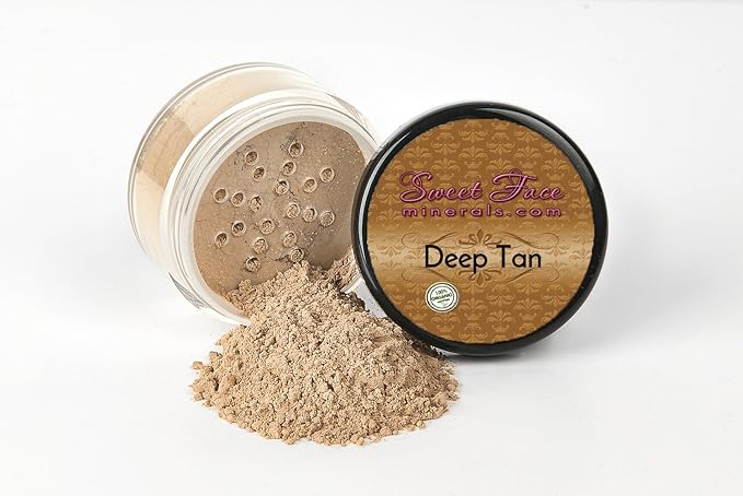 STARTER SET w/SETTING SPRAY MIST (DEEP TAN) Mineral Makeup Kit Bare Face Matte Sheer Foundation Cover