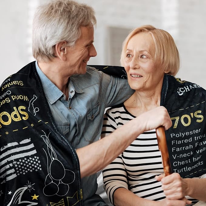50th Anniversary Wedding Blanket Gifts Gift for 50th Wedding Anniversary Golden 50 Years of Marriage Gifts for Couple Wife Husband Dad Mom Parents Back in 1976 Blanket 60Lx50W