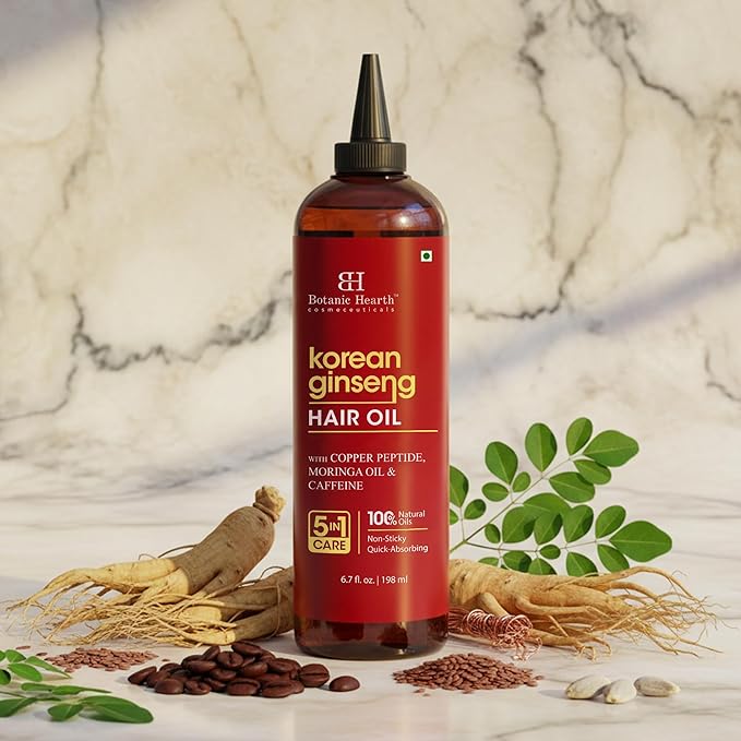 Botanic Hearth Hair Oil for Hair Growth & Hair Treatment Oils | Strengthening Dry, Frizzy, Damaged Hair & Scalp Treatment | Korean Ginseng Hair Oil – 6.7 Fl Oz