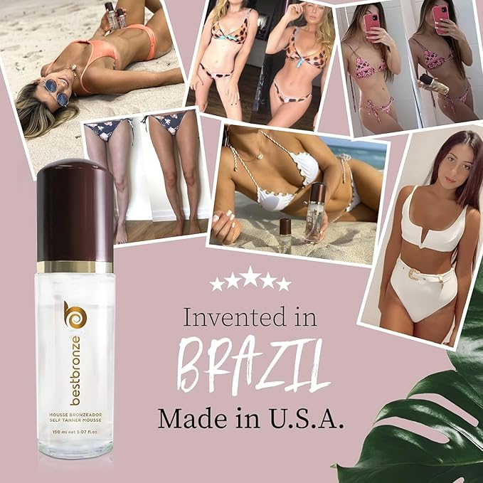 Best Bronze Clear Travel Self Tanner Mousse - Sunless Tanner Foam for Customizable Light, Medium & Dark Tan - Vegan Tanning Mousse & Travel Size (1.7 Fl Oz)
