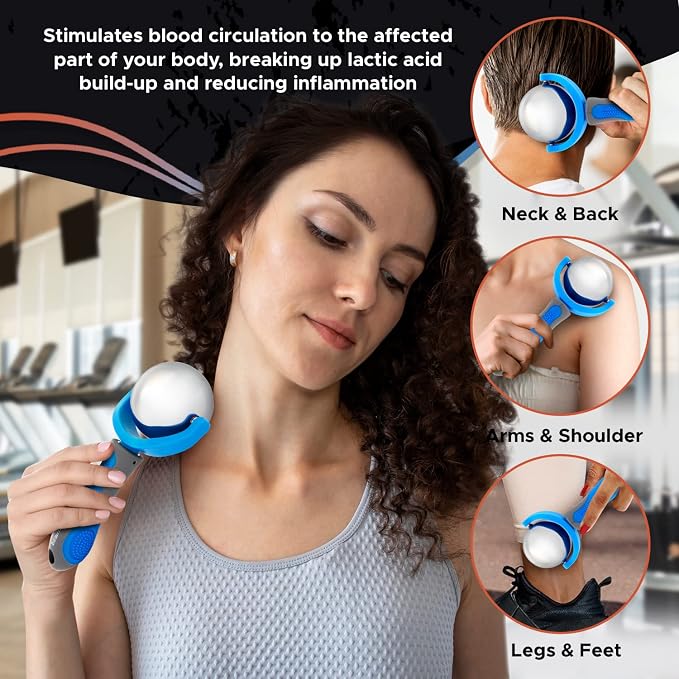 PRIME Fitness Cold Massage Roller Ball | Cold Therapy | Ice Roller Ball with Handle | cryo Stick | Relieve Muscle Pain (Blue)