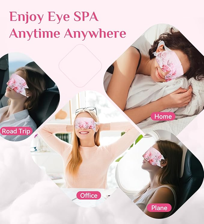 6 Packs Rose Heated Eye Mask - Heating Eye Mask Warm Compress for Dry Eyes Puffiness Dark Circles Sleep Stye Irritation Stress Relief Self Care Wellness Spa Relaxation Gift