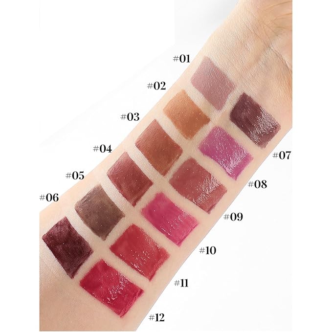 Lip Gloss Set with Glossy and Soft Brush Non-Sticky Moisturizing Lipgloss for Women Lip Makeup Collection (12 Pcs)