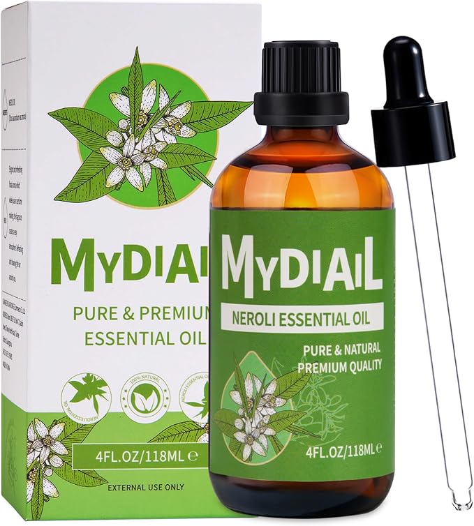 Neroli Oil (4OZ) Natural & Undiluted Neroli Essential Oil Premium Grade Aromatherapy Oil for Diffuser, Skin Care, Massage, Bathing, Soap & Candle/Perfume Making - 118ML