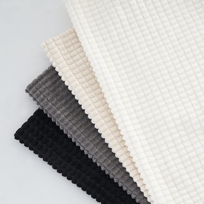 Topfinel Black and White Couch Pillow Covers for Living Room 45x45 cm Set of 4,Mid Century Modern White Neutral Corduroy Corn Throw Pillows,Rustic Square Bench Chair Cushion(18 Inch/Dark Gray)