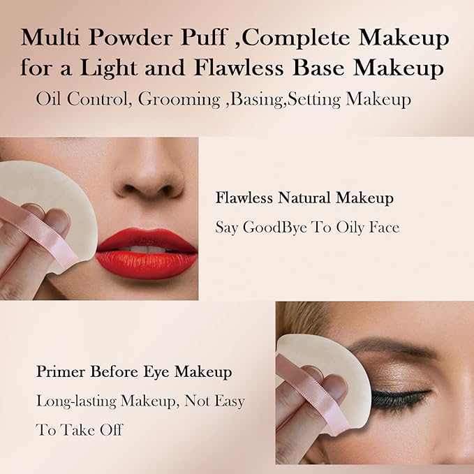 Powder Puff Daubigny 6 PCS Powder Puff Makeup Puff Face Soft Triangle Powder Puffs for Loose Powder Mineral Powder Body Powder Velour Cosmetic FaclaI Sponges for Applying Makeup Tools(Nude)