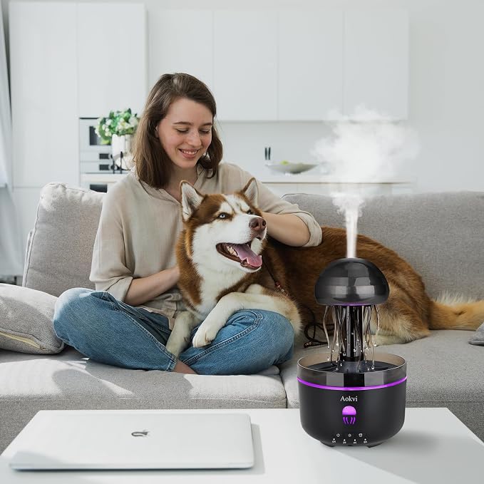 Essential Oils Diffuser,300ML Aromatherapy Diffuser,Ultrasonic Essential Oil Diffuser,Jellyfish Humidifier with 7-Color LED,Timer and Auto-Off for Office,Yoga,Bedroom Scent Diffuser(Black