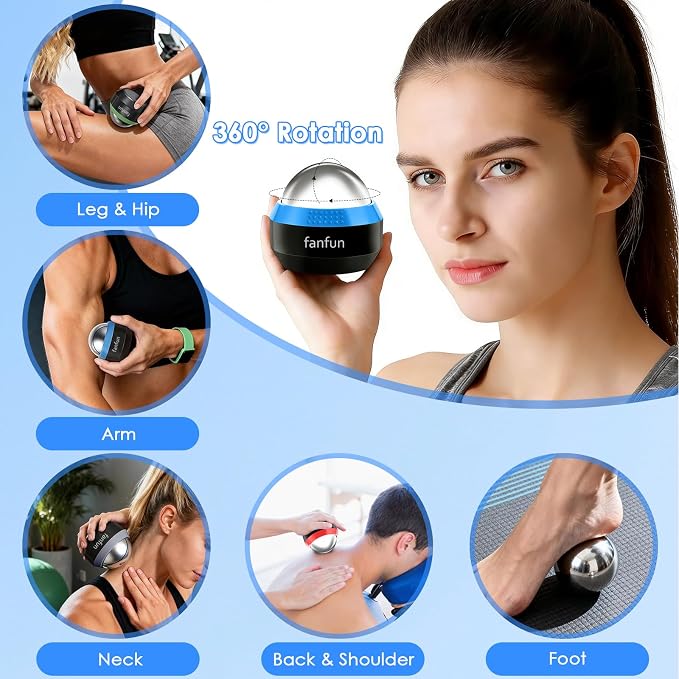 Massage Ice Roller Ball - Cold & Heat Therapy Roller for Deep Tissue Massage Pain Relief, Plantar Fasciitis Roller (Black & Blue)