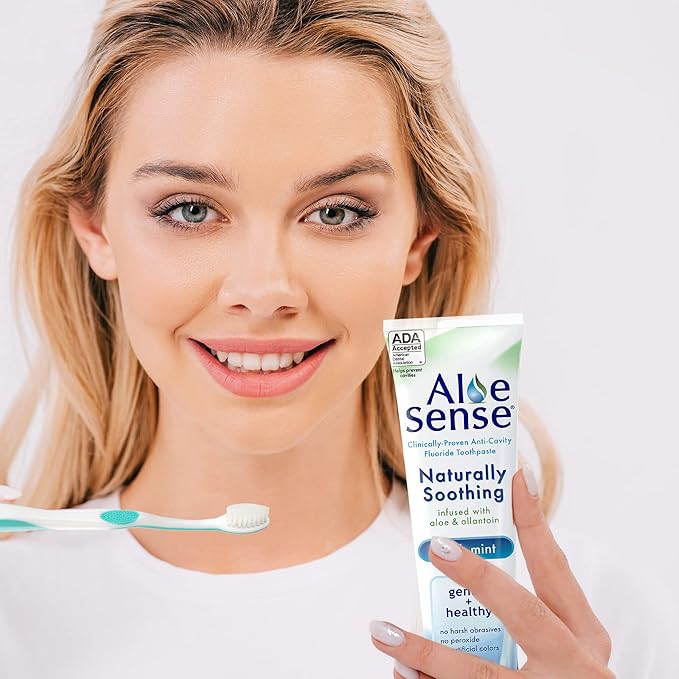 AloeSense Naturally Soothing Toothpaste for Sensitive Teeth and Gum Care with Aloe Vera, Allantoin & Fresh Mint Flavor, Gentle & Natural, ADA Approved (5-oz, 2 Count)