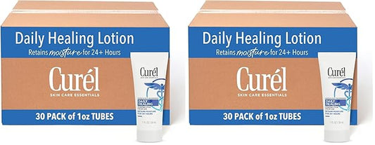 Curel Daily Healing Body Lotion for Dry Skin, Dermatologist Recommended Hydrating Body Lotion with Advanced Ceramides Complex 1 Oz, (Pack of 60)