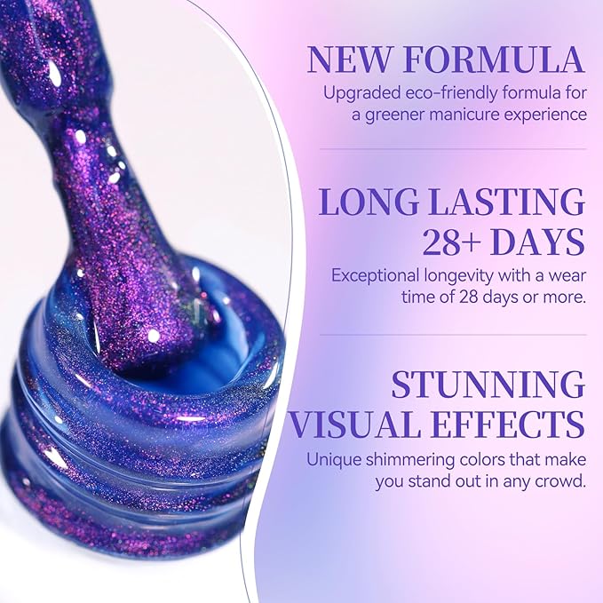 Born Pretty Jelly Glass Navy Blue Cat Magnetic Eye Gel Polish,2026 Spring Summer Fruit Navy Blue Holographic Glitter Shimmer Sheer Magnetic Gel Polish Salon DIY at Home