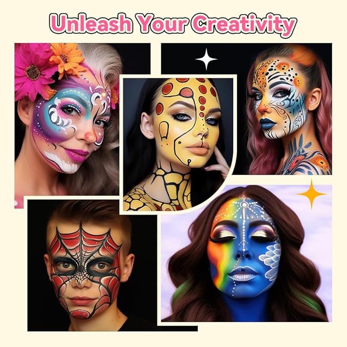 Janolia Face Painting Kit for Kids, Rainbow Split Cake Face Paint, Water Activated Face Paint Body Paint, One Stroke Split Cake Palette, Ideal Facepaint Makeup Kit for Kids Halloween Carnival Easter